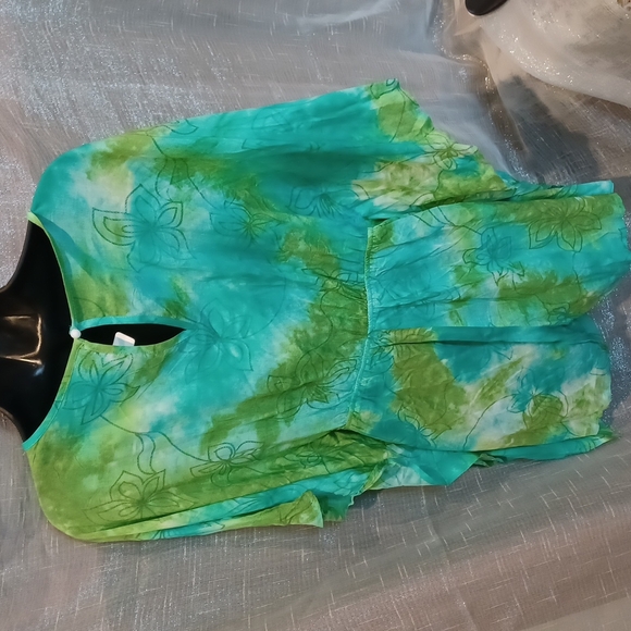 BellanBlue Boho Batwing Sleeve spring Light romper - green floral - Picture 3 of 3